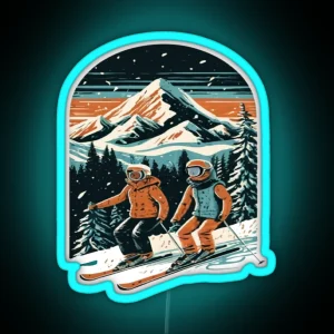 Skiing In The Alps On Snow Ski Season RGB Neon Sign