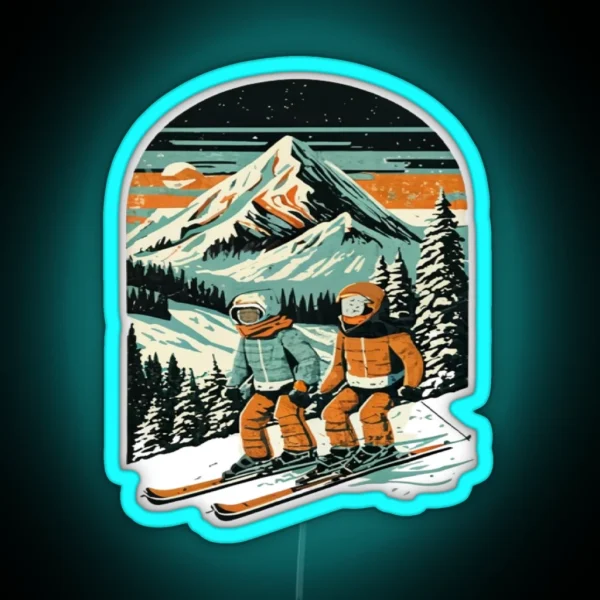 Skiing In The Alps On Snow Ski Season RGB Neon Sign