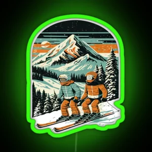 Skiing In The Alps On Snow Ski Season RGB Neon Sign