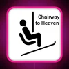 Ski resort neon sign with pink and blue hues, capturing the excitement of hitting the slopes.