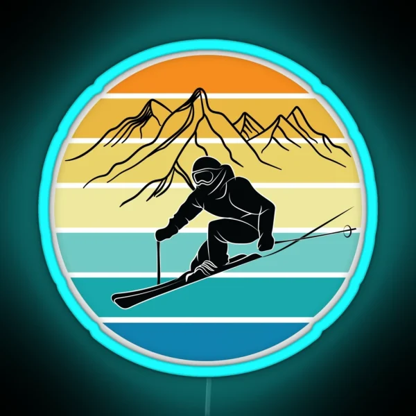 Skiing Lover Vintage Ski Resort Skier Winter RGB Neon Sign