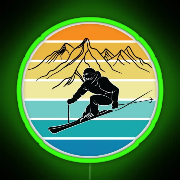 Skiing Lover Vintage Ski Resort Skier Winter RGB Neon Sign