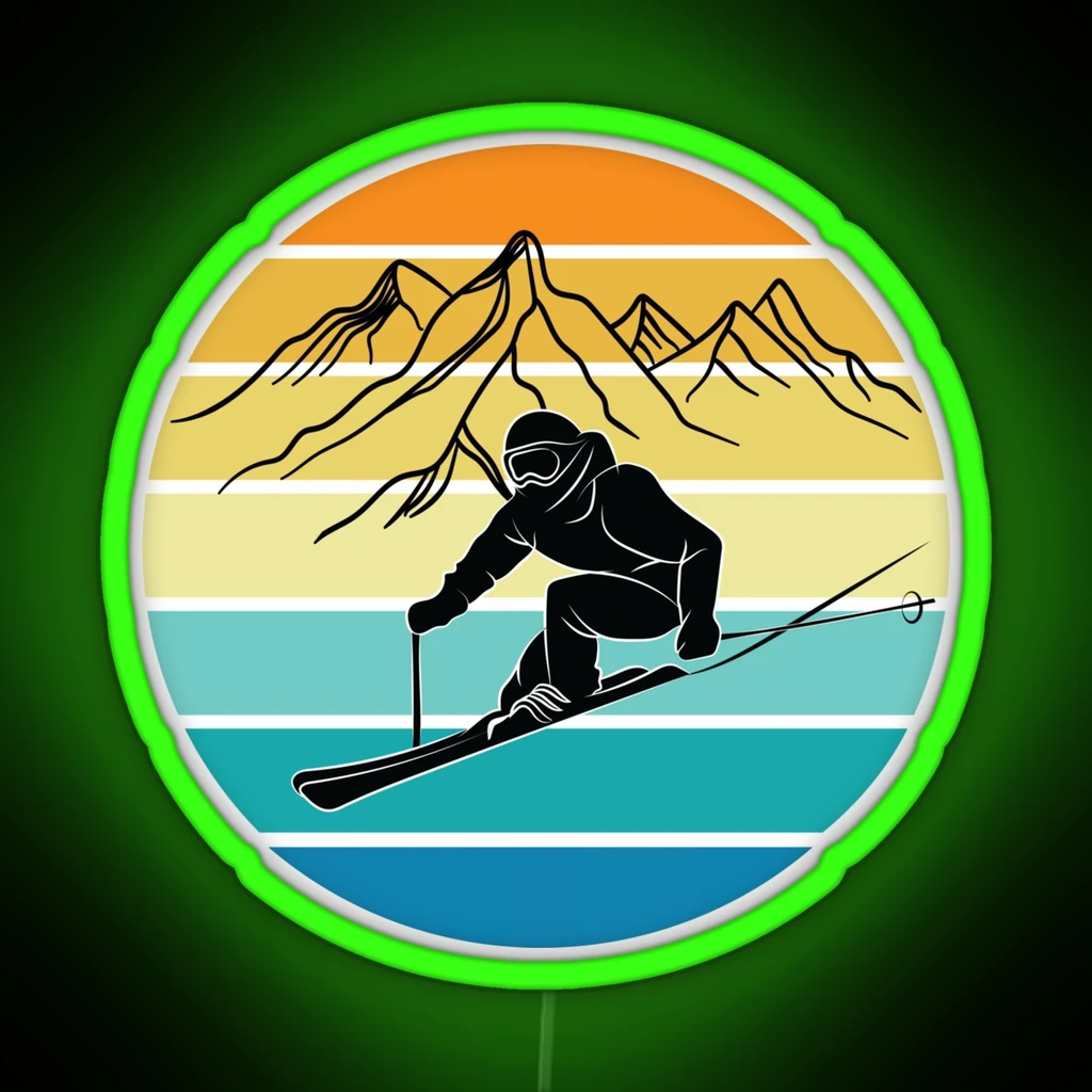 Skiing Lover Vintage Ski Resort Skier Winter RGB Neon Sign Skiing Lover Vintage Ski Resort Skier Winter RGB Neon Sign