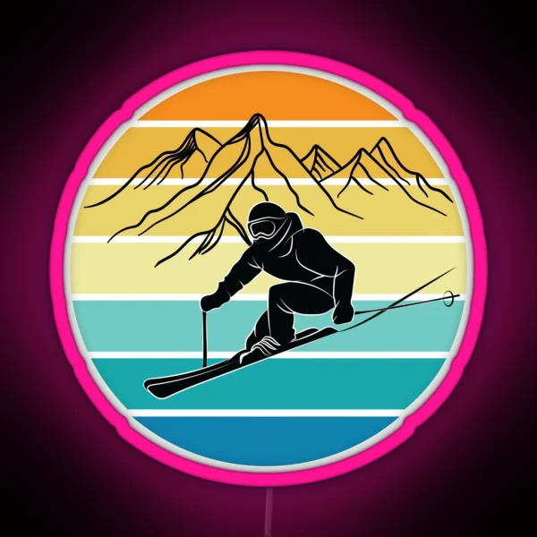 Skiing Lover Vintage Ski Resort Skier Winter RGB Neon Sign