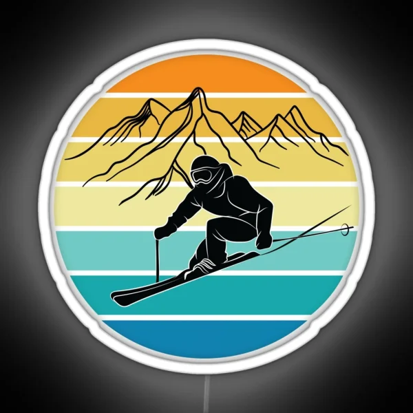 Skiing Lover Vintage Ski Resort Skier Winter RGB Neon Sign