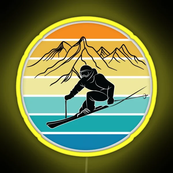 Skiing Lover Vintage Ski Resort Skier Winter RGB Neon Sign