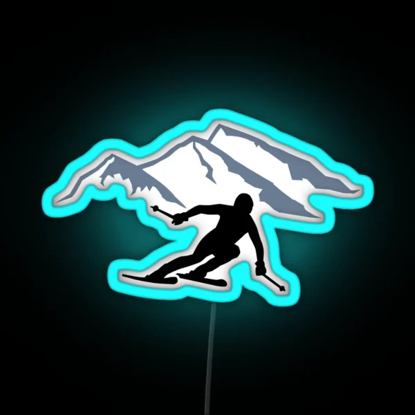 Skiing Mountains RGB Neon Sign