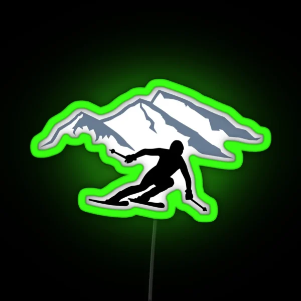 Skiing Mountains RGB Neon Sign