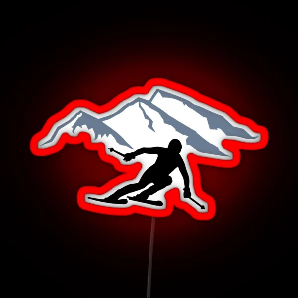 Skiing Mountains RGB Neon Sign