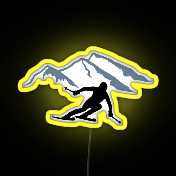 Skiing Mountains RGB Neon Sign