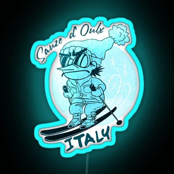 Skiing Sauze D Oulx Italy Colorful RGB Neon Sign