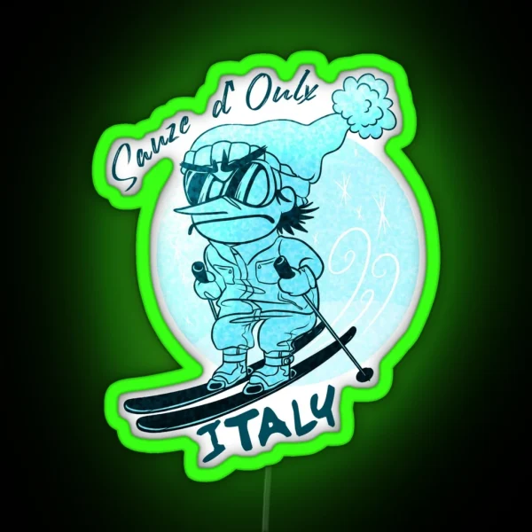 Skiing Sauze D Oulx Italy Colorful RGB Neon Sign