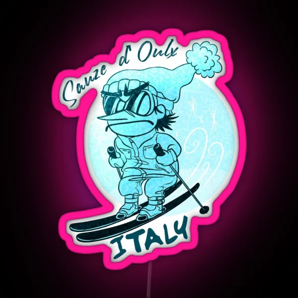 Skiing Sauze D Oulx Italy Colorful RGB Neon Sign