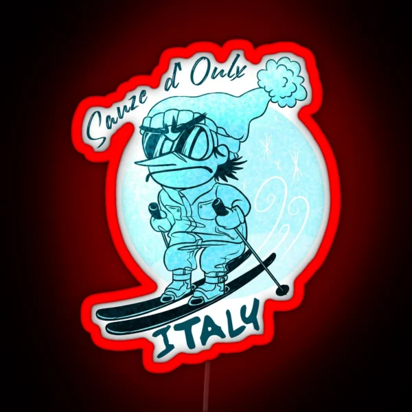 Skiing Sauze D Oulx Italy Colorful RGB Neon Sign