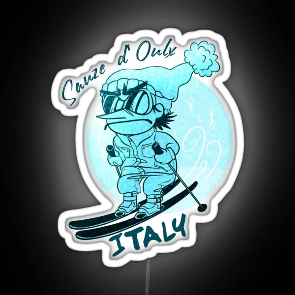 Skiing Sauze D Oulx Italy Colorful RGB Neon Sign