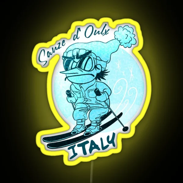 Skiing Sauze D Oulx Italy Colorful RGB Neon Sign