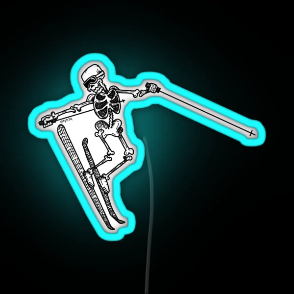 Skiing Skeleton RGB Neon Sign