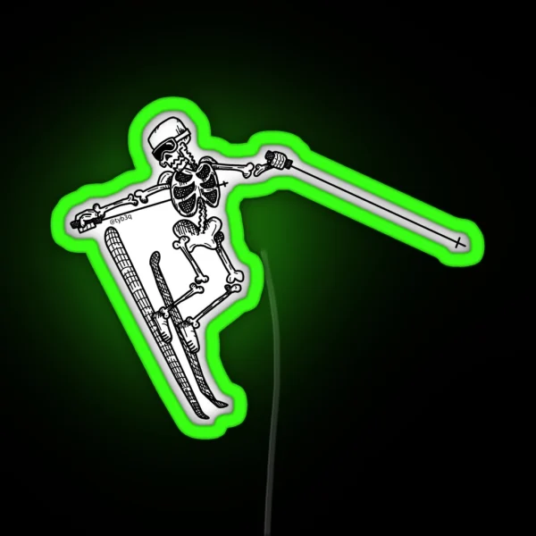 Skiing Skeleton RGB Neon Sign