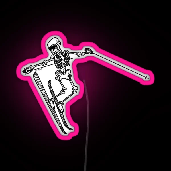 Skiing Skeleton RGB Neon Sign