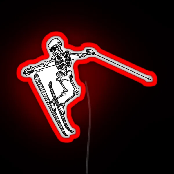 Skiing Skeleton RGB Neon Sign