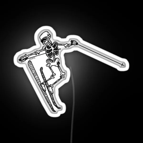 Skiing Skeleton RGB Neon Sign