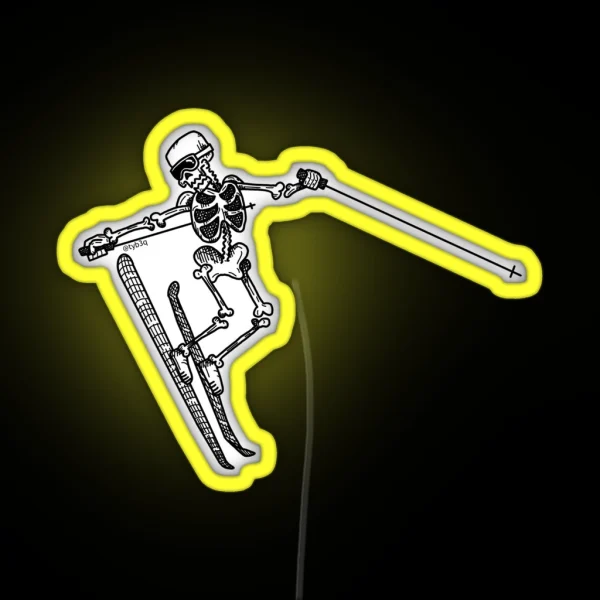 Skiing Skeleton RGB Neon Sign