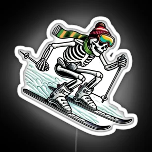 Skiing Skeleton Winter Adventure With A Twist RGB Neon Sign