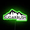 Skiing at Sugarbush Ski Resort in Warren, Vermont - Snowboarding on neon-lit slopes with green-tinted mountains.