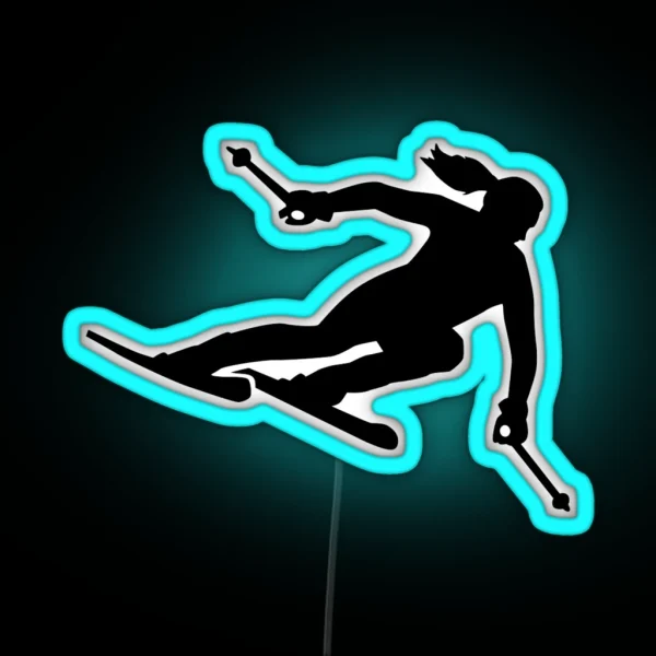 Skiing Woman RGB Neon Sign