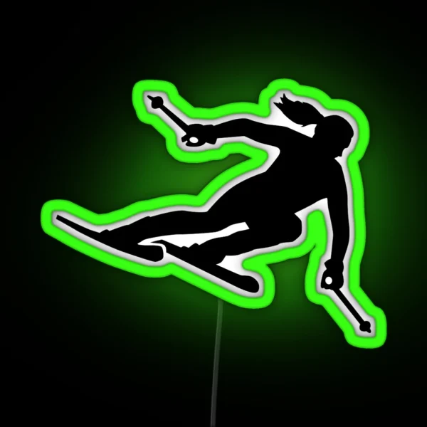 Skiing Woman RGB Neon Sign