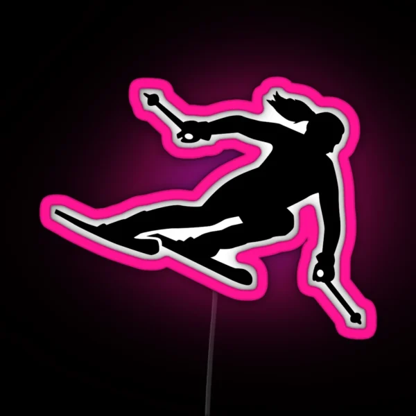 Skiing Woman RGB Neon Sign
