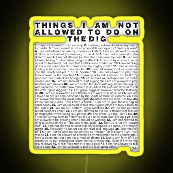 Skippy S List Archaeology Edition RGB Neon Sign
