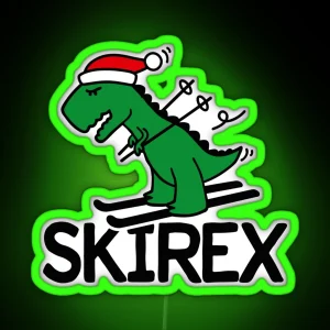 Skirex T Rex Ski Skiing Dinosaur Christmas Gift RGB Neon Sign