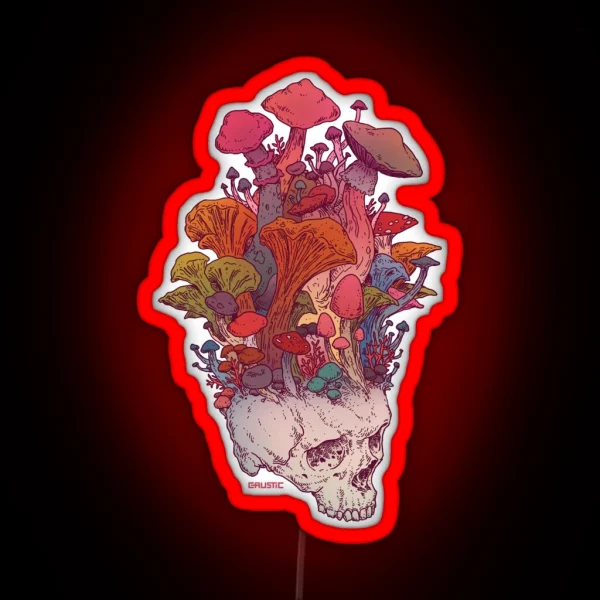 Skull Mushroom RGB Neon Sign
