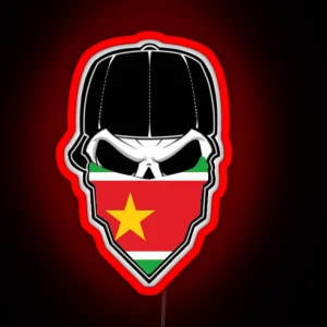 Skull With Cap And Bandana Flag Gwada Guadeloupe RGB Neon Sign