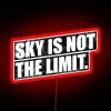 Neon sign with colorful LED lights forming a phrase on a dark blue sky