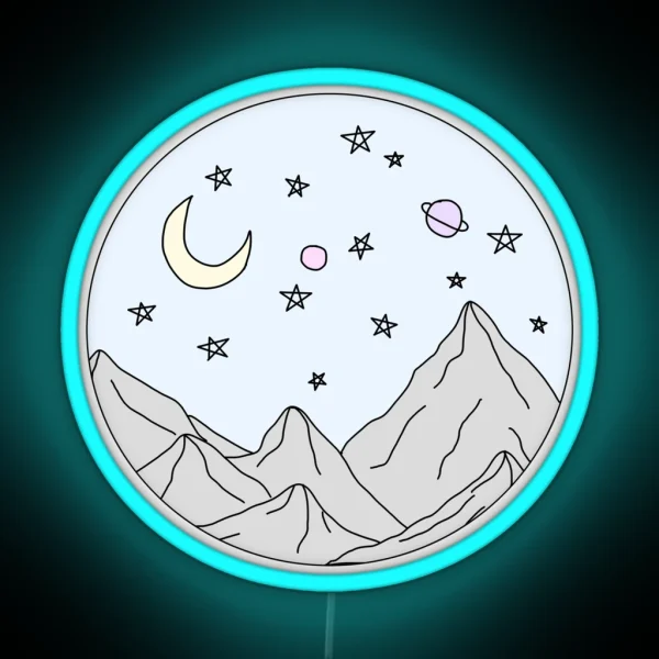 Sky Mountain Scene RGB Neon Sign