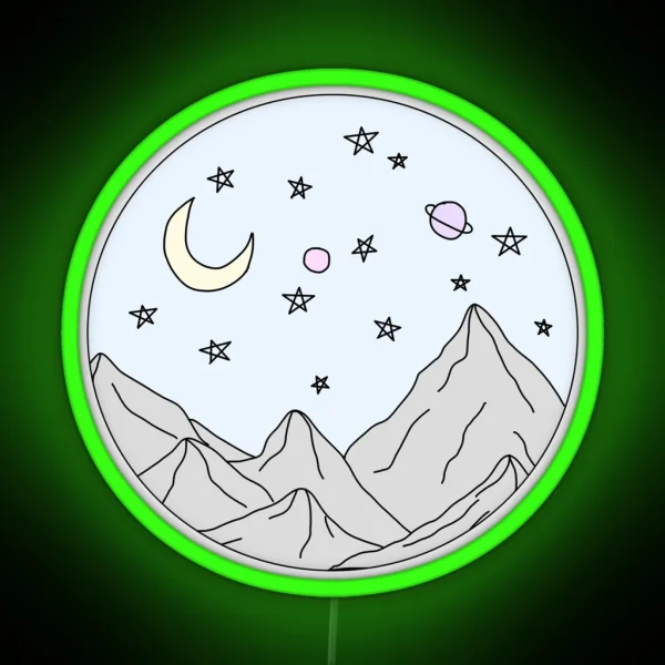 Sky Mountain Scene RGB Neon Sign