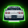 Nissan Skyline GTR R32 with RGB neon sign in green