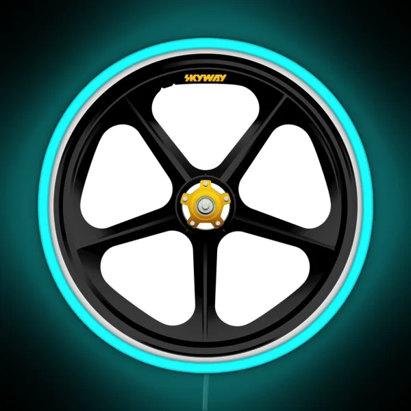 SKYWAY Tuff Wheel Black Old School BMX RGB Neon Sign