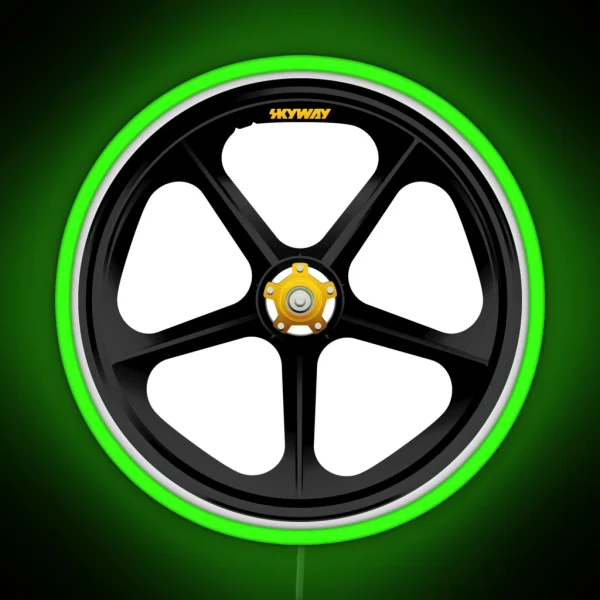 SKYWAY Tuff Wheel Black Old School BMX RGB Neon Sign