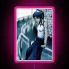 Laid-back neon sign featuring a relaxed cartoon character, Lain