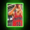 Neon basketball sign with green LED lights and classic slam dunk design