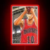 RGB LED neon sign with a classic slam dunk design, backlit in red