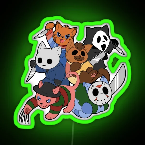 Slasher Kitties Group Of 6 RGB Neon Sign