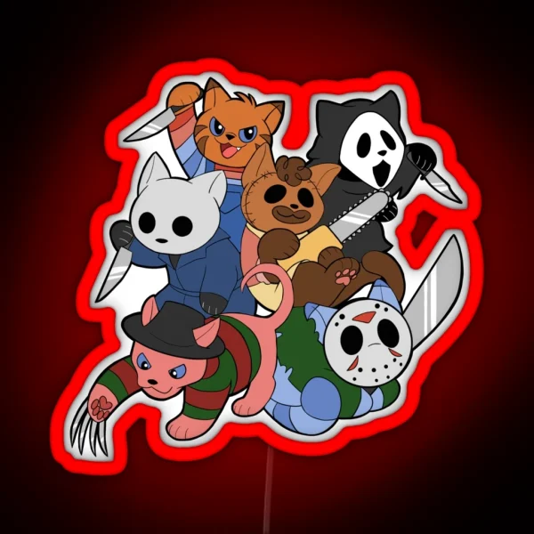 Slasher Kitties Group Of 6 RGB Neon Sign