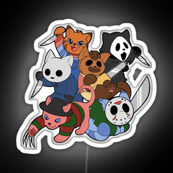 Slasher Kitties Group Of 6 RGB Neon Sign