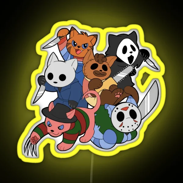 Slasher Kitties Group Of 6 RGB Neon Sign