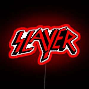 Slayer Graffiti Logo Red Black On White RGB Neon Sign