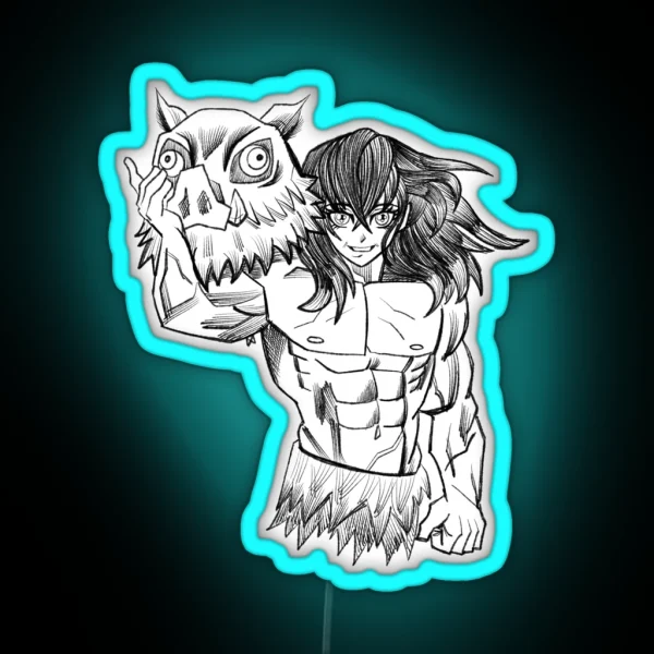 Slayer Of Demons Boar Head Anime Hero RGB Neon Sign